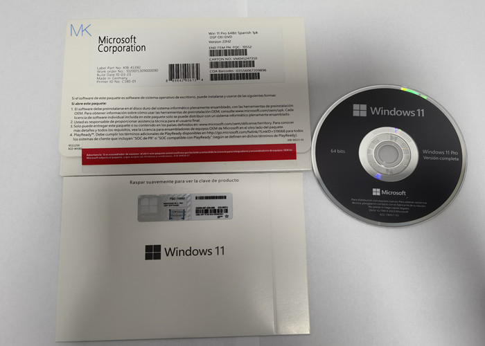 FQC-10529 Microsoft Windows 11 Pro OEM DVD 64-बिट स्पैनिश 22H2 संस्करण