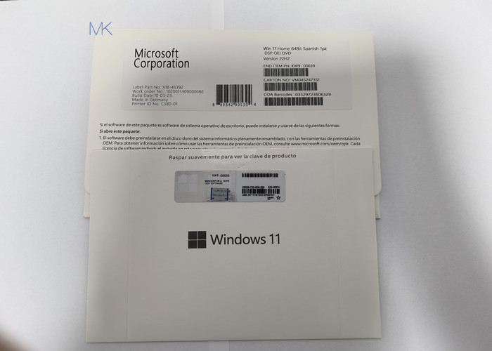 स्पैनिश माइक्रोसॉफ्ट विंडोज 11 होम ओईएम डीवीडी फिजिकल बॉक्स डायरेक्टएक्स 9 या बाद में डब्ल्यूडीडीएम 1.0 ड्राइवर के साथ